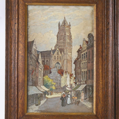 1781 - A pair of gouache paintings circa 1900, views of Bruges, unsigned, 33cm x 20cm, framed