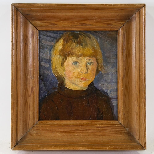 1782 - Early 20th century oil on canvas, portrait of a girl, unsigned, 23cm x 21cm, framed