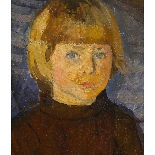 1782 - Early 20th century oil on canvas, portrait of a girl, unsigned, 23cm x 21cm, framed