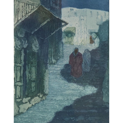 1784 - Annie L Simpson (exhibited 1894 - 1913), limited edition coloured etching, Tangier, signed and numbe... 