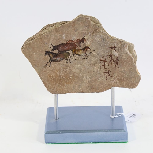 1788 - Chris Watson, mixed media, paint on stone, cave art, height 27cm