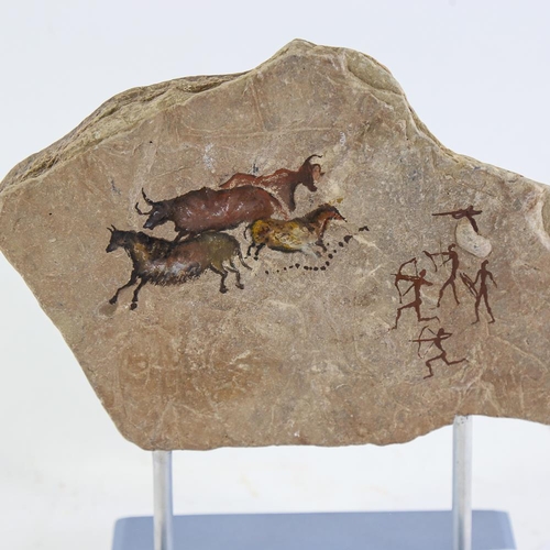 1788 - Chris Watson, mixed media, paint on stone, cave art, height 27cm