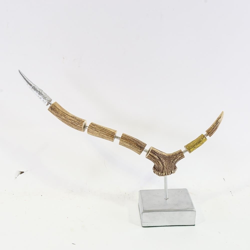 1790 - Chris Watson, mixed media sculpture, antler, length approx 41cm