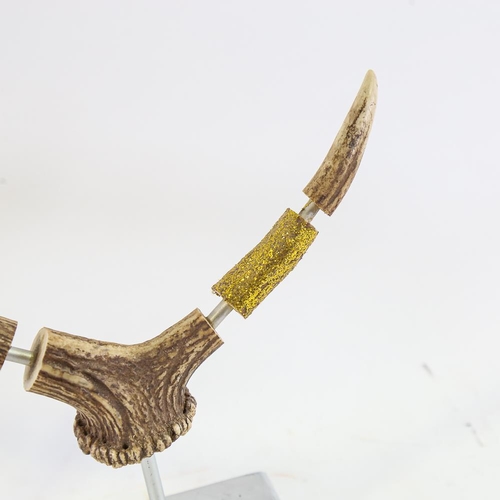 1790 - Chris Watson, mixed media sculpture, antler, length approx 41cm