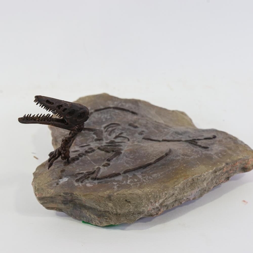 1792 - Chris Watson, mixed media sculpture, Pterosaur, stone base, base length approx 27cm