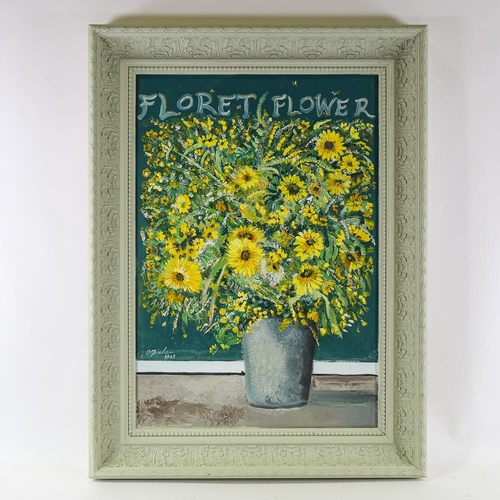 1795 - Clive Fredriksson, oil on board, flower study, overall frame dimensions 100cm x 74cm, framed