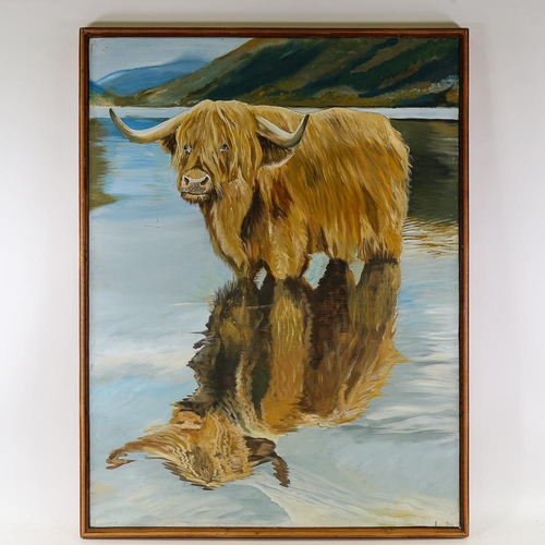 1796 - Clive Fredriksson, oil on board, Highland cow, overall frame dimensions 113cm x 87cm