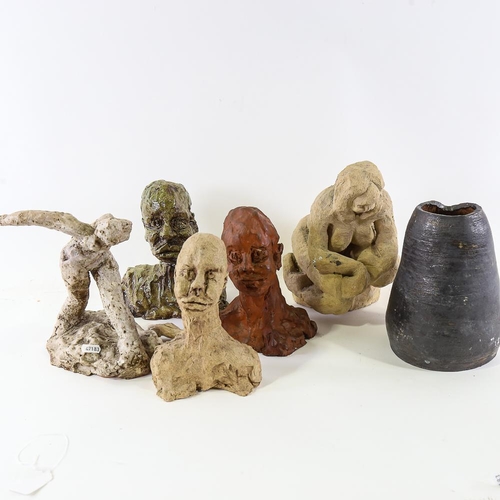1816 - A group of modernist Studio pottery sculptures and 1 pot, from the studio of Michael G. Davis (6)