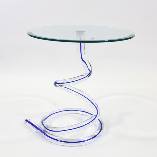 2076 - ROCHE BOBOIS - a Ghibli Murano glass table with spiral-cased glass base, height 58cm