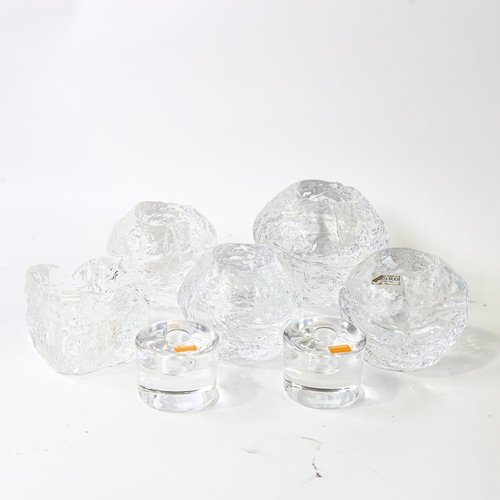 2083 - KOSTA BODA, 4 snowball candle holders, 2 ORREFORS taper holders, and 1 other candle holder (7)