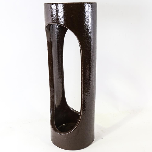 2094 - HASLE - mid-century Danish pottery umbrella stand, with maker's mark to base, height 55cm