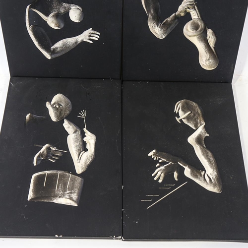 2096 - HANS RICHTER - a set of 4 mid-century intaglio plaster panels depicting jazz musicians, signed and d... 