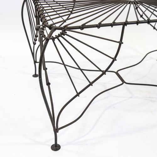 2097 - A 1980s wrought-wire frame table of organic form, height 47cm, length 78cm