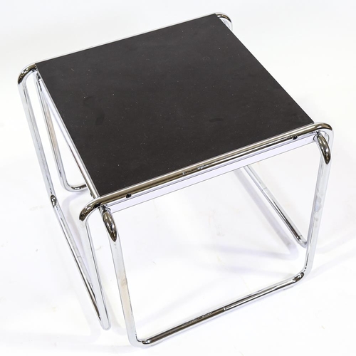 2098 - MARCEL BREUER for KNOLL STUDIO - 2 tubular steel and laminate coffee tables in black and white, Knol... 