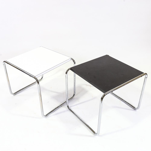 2098 - MARCEL BREUER for KNOLL STUDIO - 2 tubular steel and laminate coffee tables in black and white, Knol... 