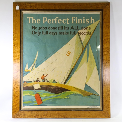 2099 - FRANK BEATY - an original America's Cup, sailing poster, in modern maple veneer frame, stamped copyr... 