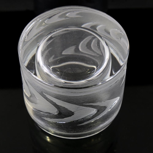 2101 - LALIQUE, FRANCE - frosted glass heavy walled cylinder vase, signed to base with maker's label, heigh... 