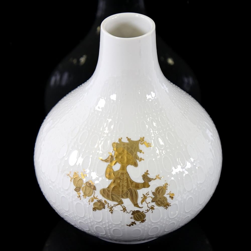 2102 - BJORN WIINBLAD for ROSENTHAL STUDIO-LINE - a 3-colour gold figural decorated Romanze porcelain vase,... 