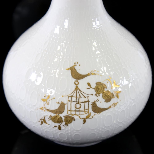 2102 - BJORN WIINBLAD for ROSENTHAL STUDIO-LINE - a 3-colour gold figural decorated Romanze porcelain vase,... 