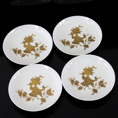 2103 - BJORN WIINBLAD for ROSENTHAL STUDIO-LINE - a set of 4 Romanze trinket dishes, with 3-colour gold fig... 