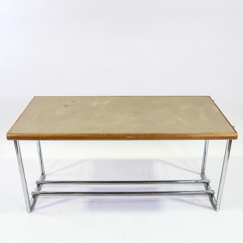 2113 - EILEEN GRAY for VEREINIGTE WERKSTATTEN MENTON - metamorphic coffee table/desk, with 2-sided top pivo... 