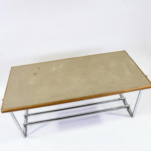 2113 - EILEEN GRAY for VEREINIGTE WERKSTATTEN MENTON - metamorphic coffee table/desk, with 2-sided top pivo... 