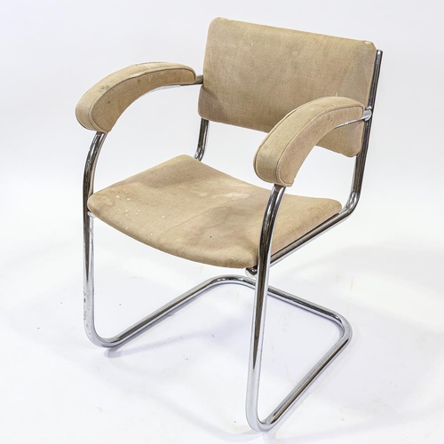 2118 - SERGE CHERMAYEFF for PEL - an SP9 tubular steel cantilever armchair with canvas upholstery, height 7... 