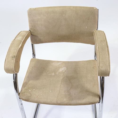 2118 - SERGE CHERMAYEFF for PEL - an SP9 tubular steel cantilever armchair with canvas upholstery, height 7... 