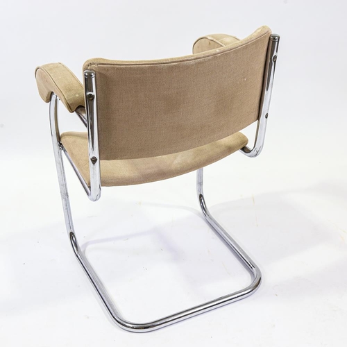 2118 - SERGE CHERMAYEFF for PEL - an SP9 tubular steel cantilever armchair with canvas upholstery, height 7... 