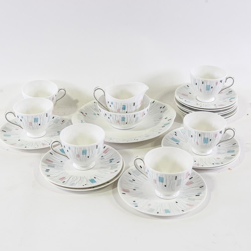 2131 - A mid-century 21-piece tea set by Tuscan Fine Bone China, with maker's marks, circa 1950s