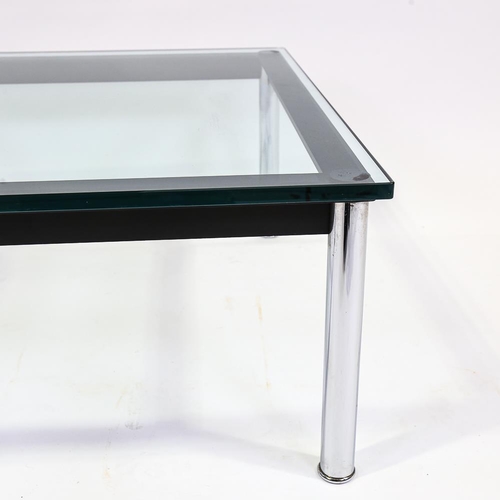 2136 - LE CORBUSIER by CASSINA - LC10-P coffee table, with glass top on black and chrome steel base, impres... 