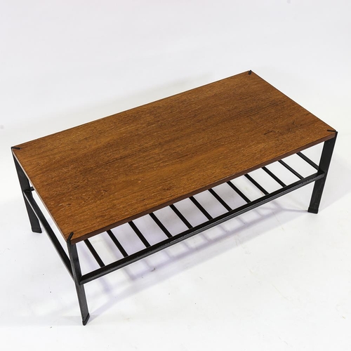 2141 - A Ladderax style, teak and coated steel frame coffee table, Height 37 x 46 x 91cm