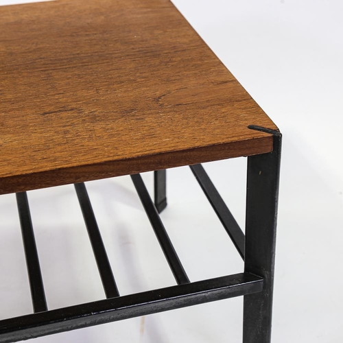 2141 - A Ladderax style, teak and coated steel frame coffee table, Height 37 x 46 x 91cm