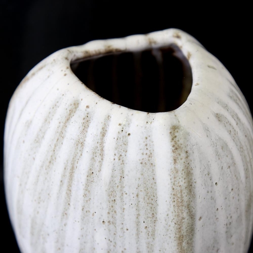 2148 - YURIKO HILL, a coconut form studio pottery vase, monogram to base, height 16cm