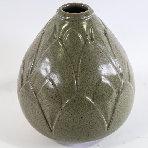 2149 - An artichoke form, stoneware studio pottery vase, monogram to base, height 26cm