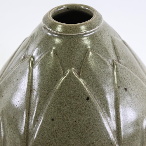 2149 - An artichoke form, stoneware studio pottery vase, monogram to base, height 26cm