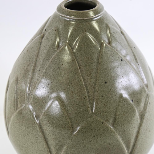 2149 - An artichoke form, stoneware studio pottery vase, monogram to base, height 26cm