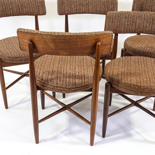 2152 - A set 5 of G-plan teak dining chairs, with brown looped wool upholstery, height 77cm