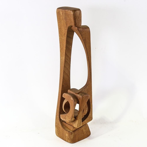 2155 - BRIAN WILLSHER (1930-2010), carved wood abstract sculpture, signed and dated - 1986, height 46cm