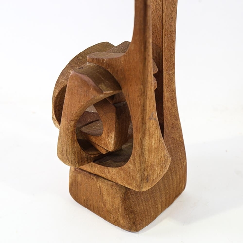 2155 - BRIAN WILLSHER (1930-2010), carved wood abstract sculpture, signed and dated - 1986, height 46cm