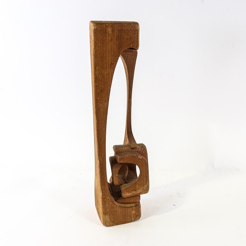 2155 - BRIAN WILLSHER (1930-2010), carved wood abstract sculpture, signed and dated - 1986, height 46cm