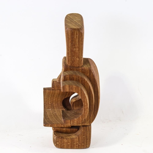 2156 - BRIAN WILLSHER (1930-2010), carved wood abstract sculpture, signed and dated 1986, height 25cm