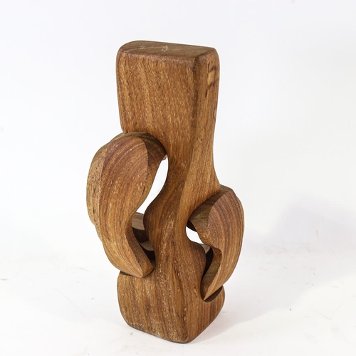 2156 - BRIAN WILLSHER (1930-2010), carved wood abstract sculpture, signed and dated 1986, height 25cm