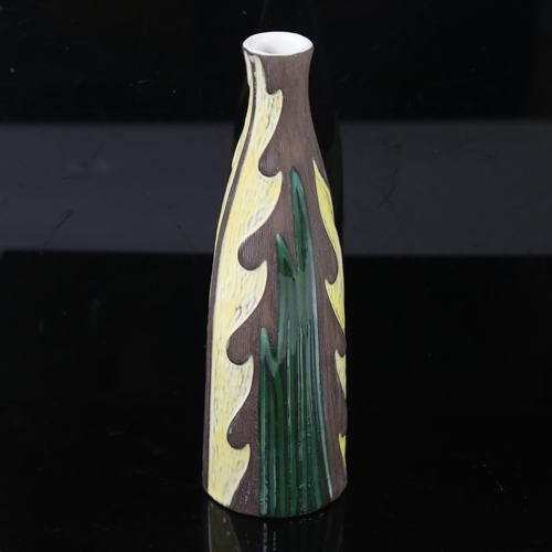 2053 - MARI SIMMULSON for UPPSALA EKEBY - an Agave ceramic vase, designed 1960, with leaf pattern, 22.5cm