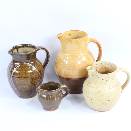 2066 - 2 Winchcombe Pottery Studio jugs, 1 Yelland, Michael Leach jug and another, possibly St Ives, talles... 