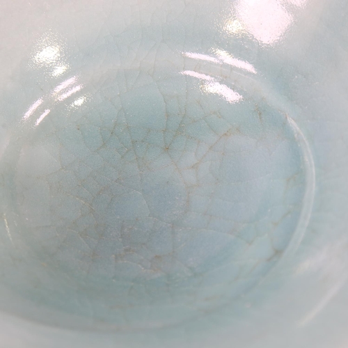 2067 - SARAH-JANE SELWOOD - a porcelain crackle glaze bowl, circa 1990s, inscribed initials to base, diamet... 