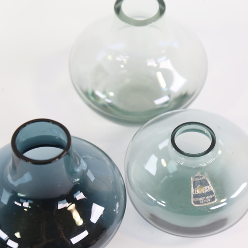 2068 - RONALD STENNETT WILLSON - 3 small blown glass vases for Leamington Glass, 1 with paper label, talles... 