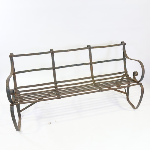 269 - A Victorian wrought-iron 3-seat garden bench with triple-curved back, length 150cm