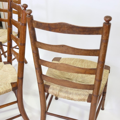 300 - Morris & Co, a set of 4 ladder-back side chairs with rush seats, circa 1890