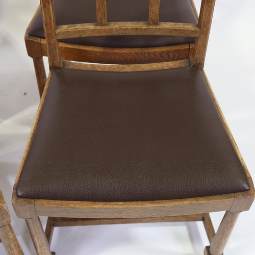 319 - A set of 4 1920s Heals Tilden oak lattice-back dining chairs with leather seats